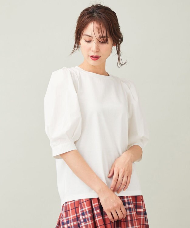 ANY 【接触冷感】秋メキ袖ボリューム カットソー オフホワイト