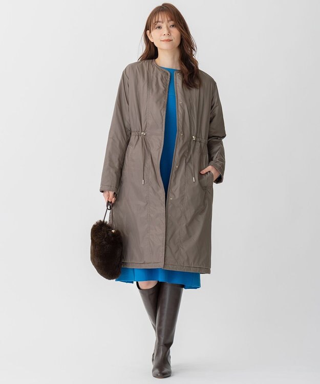 自由区 【洗える/リバーシブル】ブライトキルト リバーシブルコート カーキ系