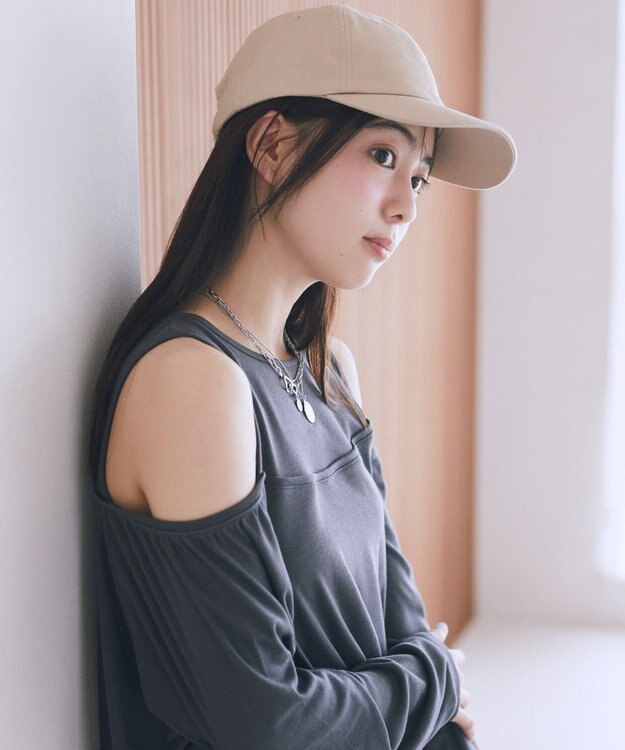 earth music&ecology マルチウェイショルダースリットトップス Charcoal Gray
