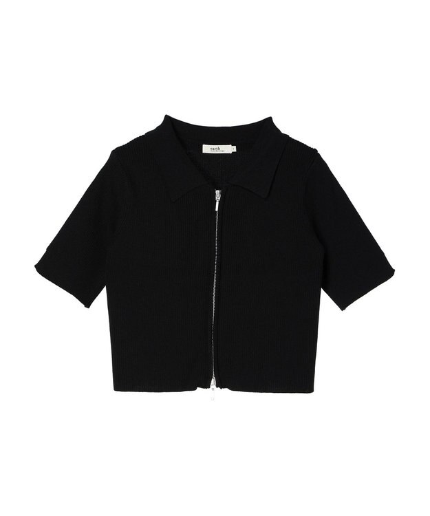 earth music&ecology 衿付きダブルＺＩＰカーディガン Black