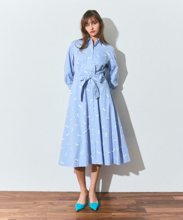 GRACE CONTINENTAL ヒールプリントシャツドレス ブルー