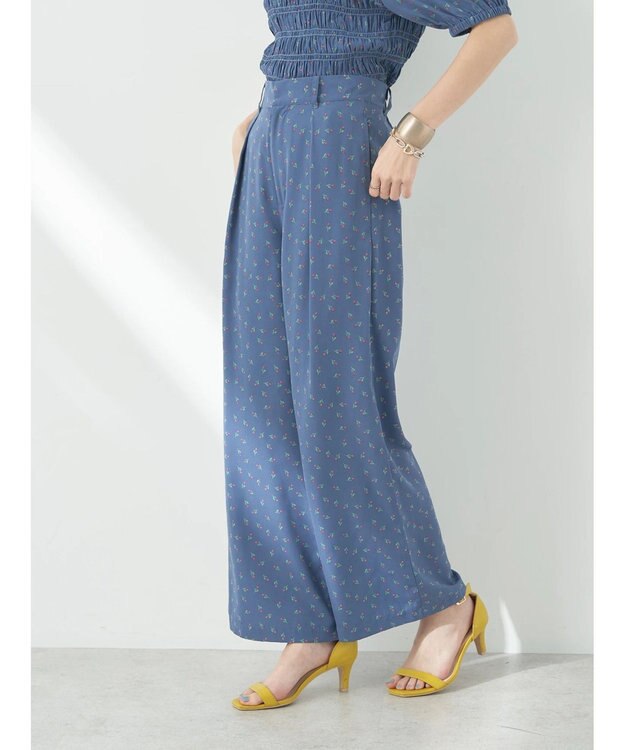 earth music&ecology 花柄ワイドパンツ Navy