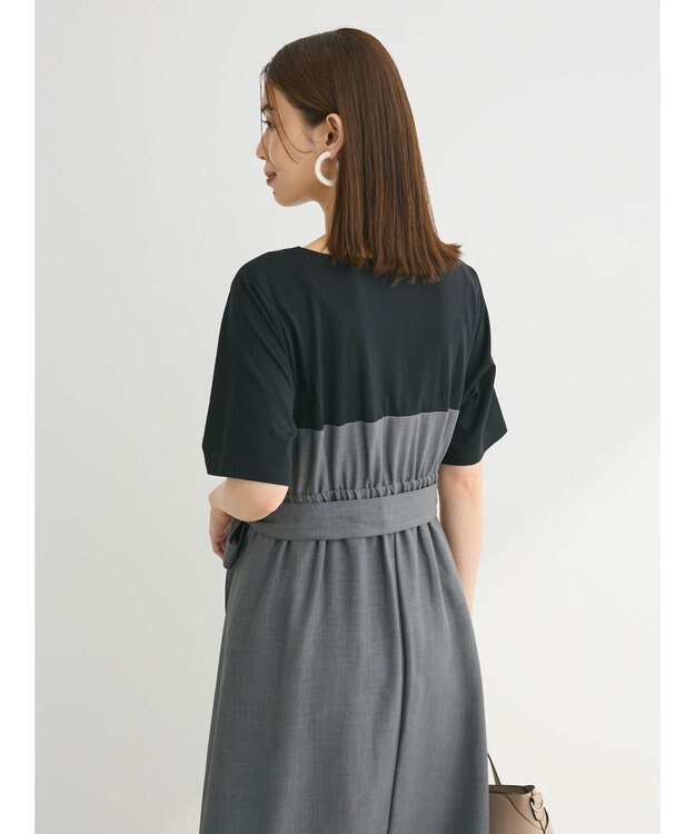 Green Parks 共ベルト付きビスチェ風ドッキングワンピース Gray Mixture