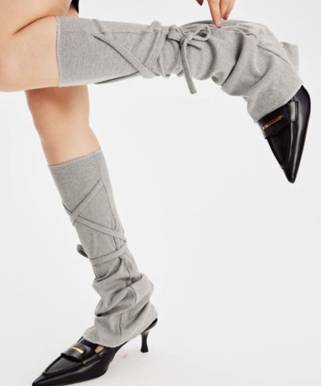 WEGO レースアップデザインレッグカバー グレー