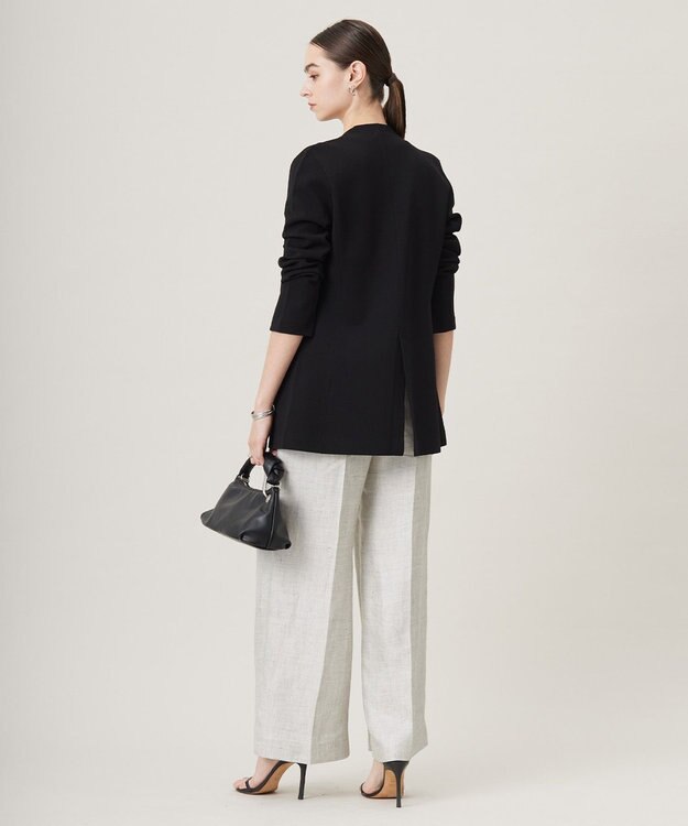 ICB 【洗える】シンセティックミラノリブ ニットジャケット ブラック系