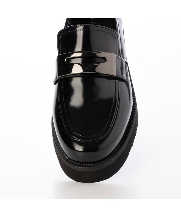 MODE ET JACOMO <carino>【レイン対応】厚底メタルモチーフローファー ブラック