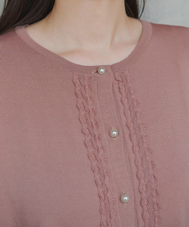 Tiaclasse 【洗える】レースカーディガン ピンク