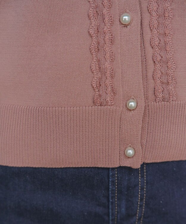 Tiaclasse 【洗える】レースカーディガン ピンク