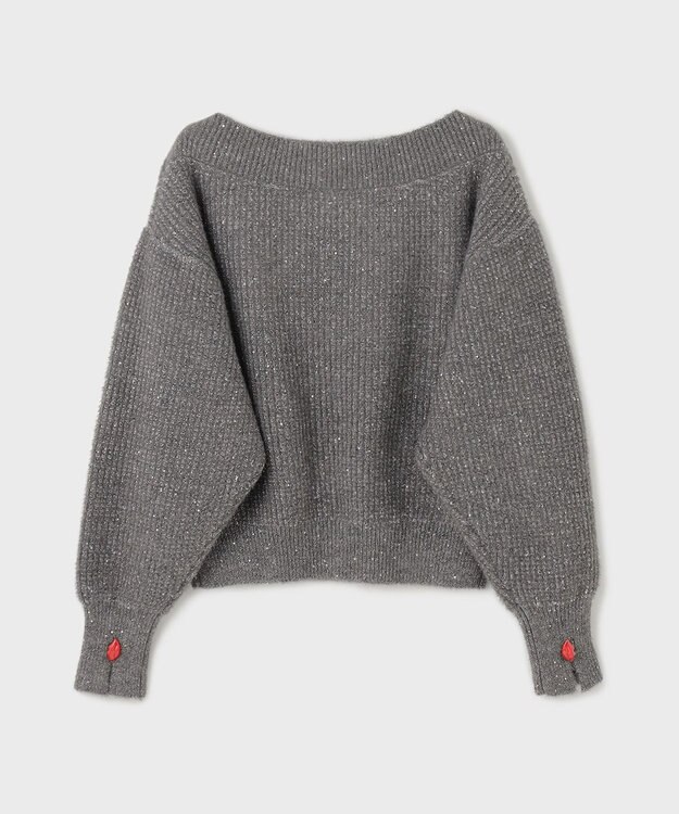 GRACE CONTINENTAL ラメリップニットトップ グレー