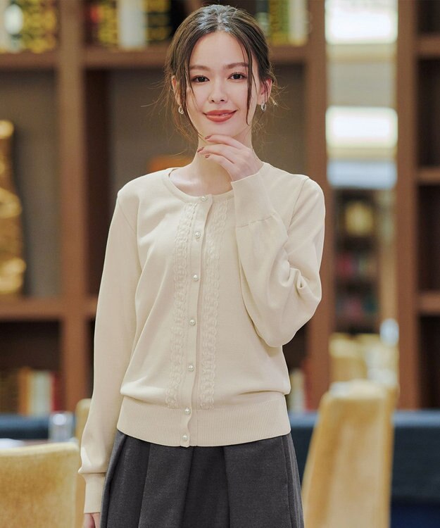 Tiaclasse 【洗える】レースカーディガン アイボリー