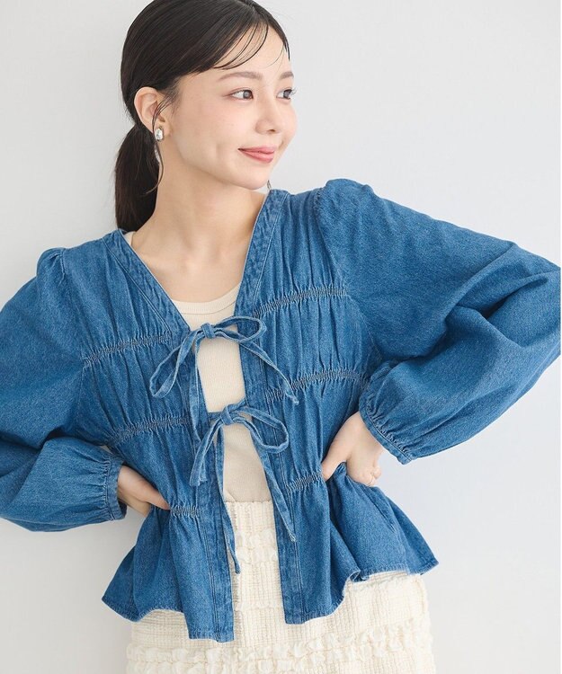 earth music&ecology デニムリボンシャツ Medium Indigo