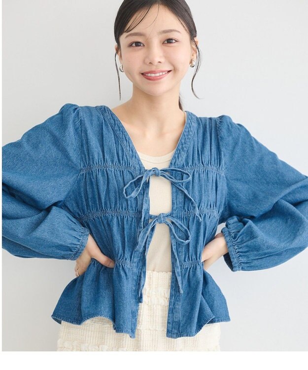 earth music&ecology デニムリボンシャツ Medium Indigo