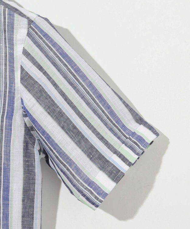 JOSEPH ABBOUD 【麻100％・軽い・涼しい】 モイスチャーリネンストライプシャツ ダルブルー系2