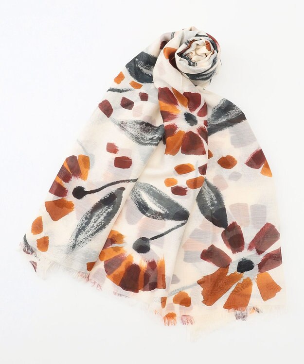 JOSEPH ABBOUD 【CAMERUCCI ARCHIVIO】ランダムフラワーモチーフ ストール ダークブラウン系6