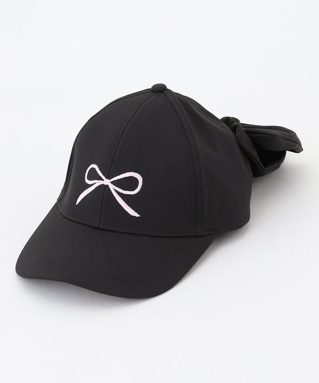 ANY KIDS 【日よけ付き】2WAYリボン刺繍キャップ ブラック