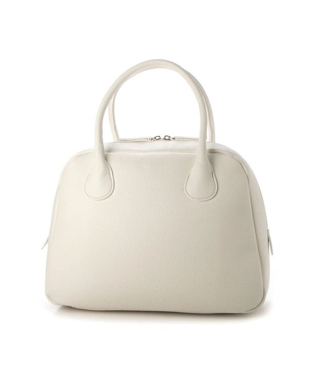 UNBILLION cachecache 丸根革ラウンドボストン ホワイト