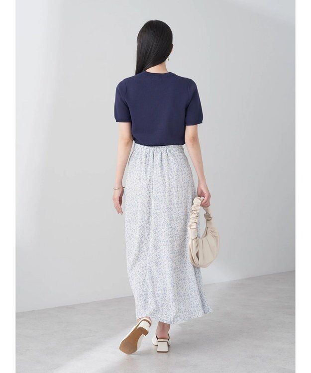 earth music&ecology フラワープリントフレアスカート Off White