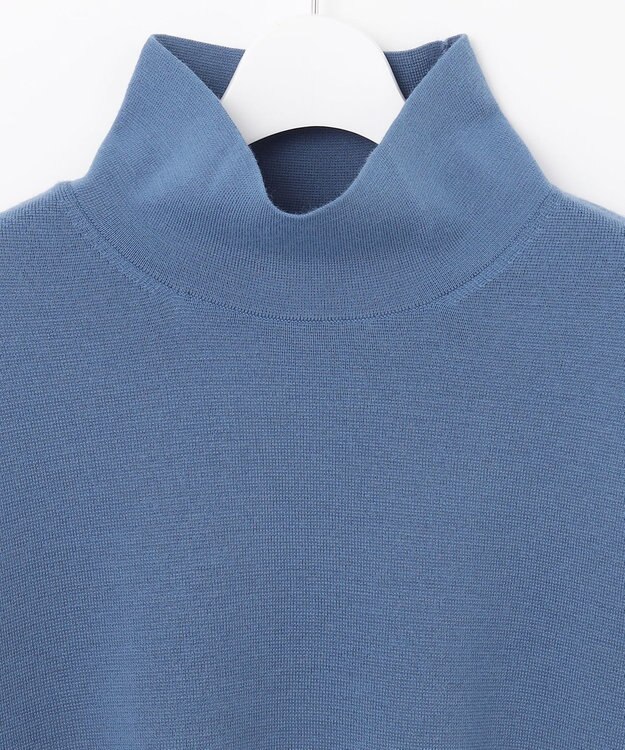 自由区 S 【洗える】ウールミラノハイネック ニット サックスブルー系