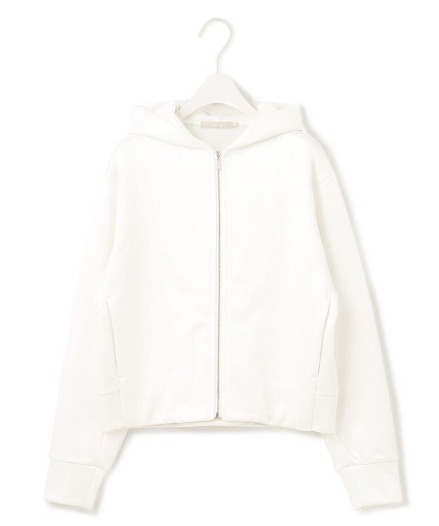 ICB 【洗える】サテンボンディング ジップアップパーカー オフホワイト系