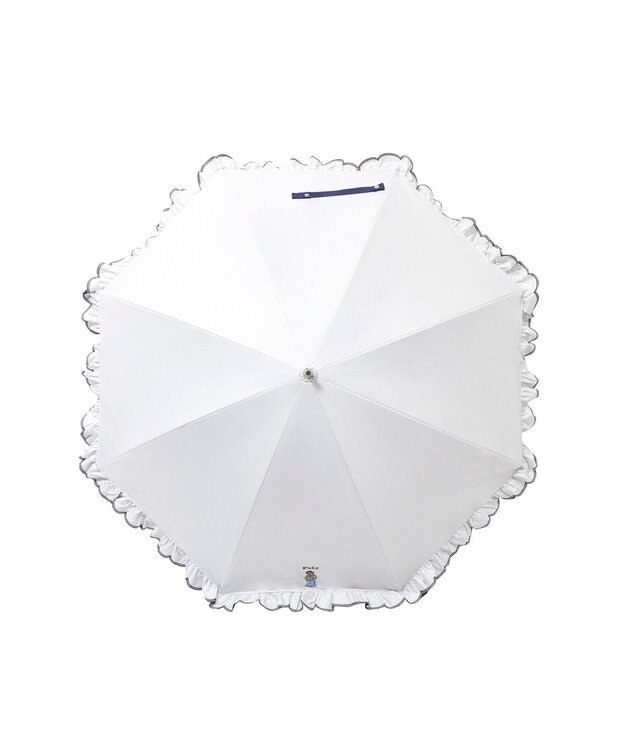 MOONBAT 【WEB限定】POLO RALPH LAUREN（ポロ ラルフローレン）晴雨兼用日傘 長傘 ワンポイントベア刺繍 フリル 一級遮光 遮熱 UV オフホワイト