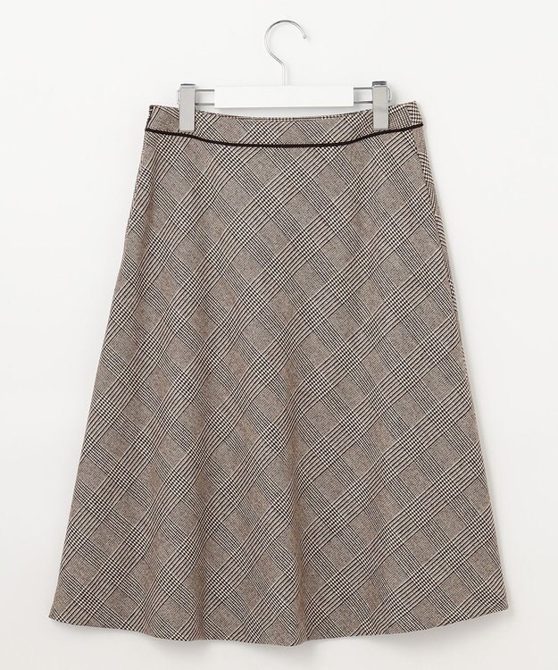 J.PRESS LADIES クラシカル グレンチェック フレアー スカート ダークブラウン系3