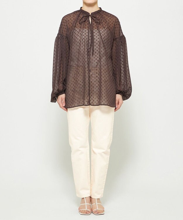 uncrave シアードットジャガード ブラウス ブラウン