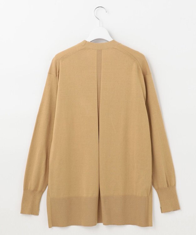 自由区 【洗える】シルクコットンハイゲージ Vネックカーディガン キャメル系