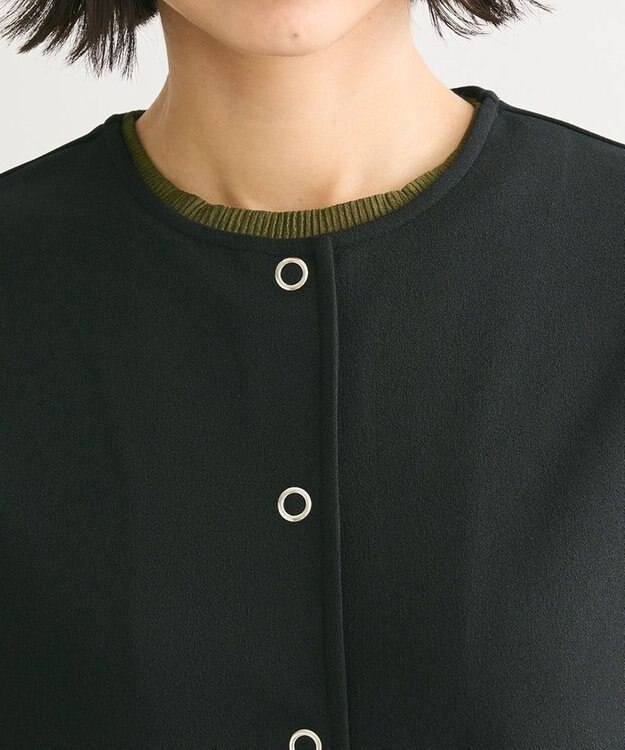 Green Parks カットジョーゼットペプラムベスト Black