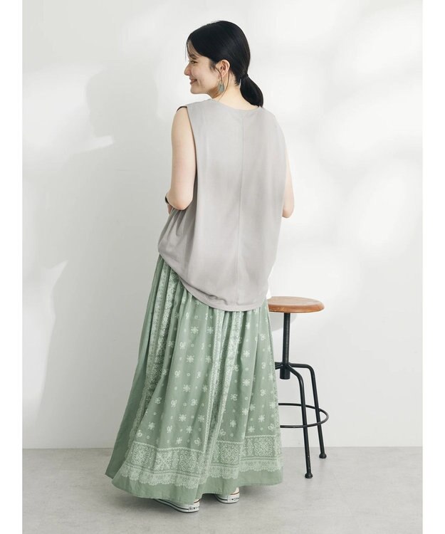 CRAFT STANDARD BOUTIQUE 肩タックノースリーブプルオーバー Gray Beige