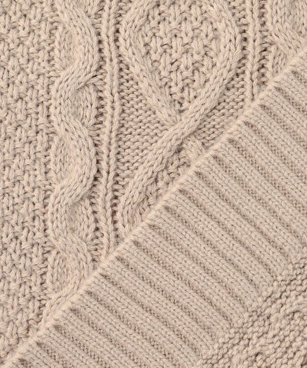 ANY 【洗濯機可】スキッパーソフトタッチアラン柄ニット ベージュ