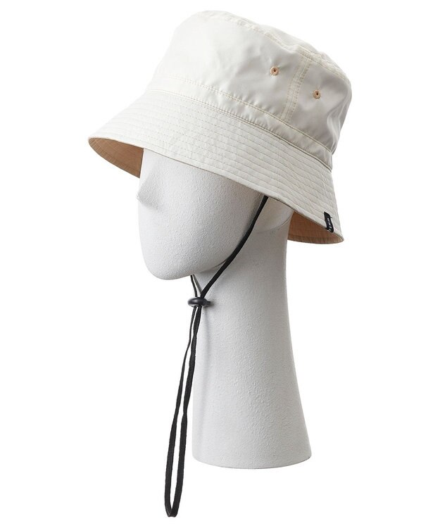 MOONBAT 【洗える】estaa 撥水 ロゴピス付き バケットハット UV ポケッタブル オフホワイト