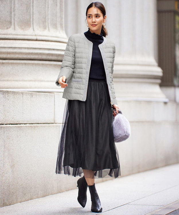 自由区 【洗える】ソフトウールリブボトルネック  カットソー ブラック系