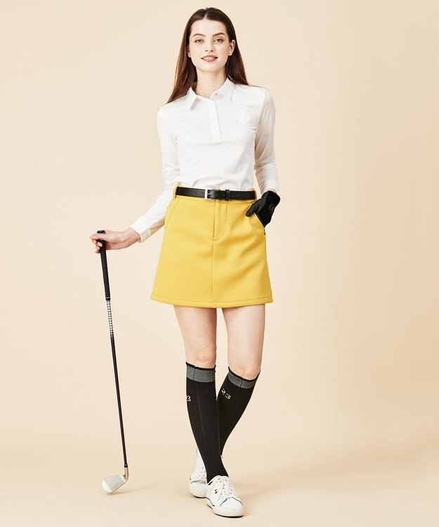 23区GOLF 【WOMEN】ワッペンプリント鹿の子シャツ ホワイト系