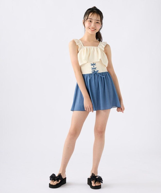 OP／FILA 【repipi armario】編上げAライン水着 ブルー