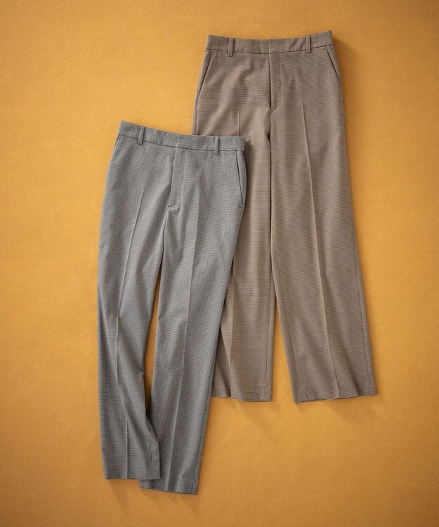 23区 【洗える】チェックストレッチ ワイドパンツ ダークブラウン系3