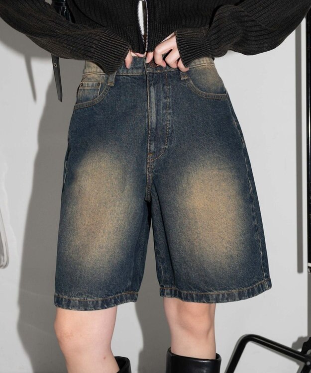 WEGO ヴィンテージウォッシュデニムハーフパンツ