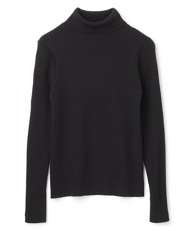 UNFILO 【吸湿発熱】リブ タートルネック ニット ブラック