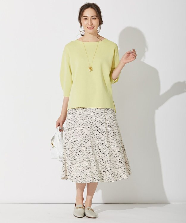 自由区 【洗える】スモールペタルプリント マーメイドスカート ライトグレー系5