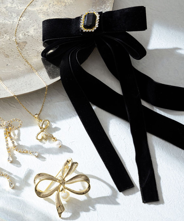 組曲 【好評につき追加販売】ベルベットリボンヘアクリップ ブラック系