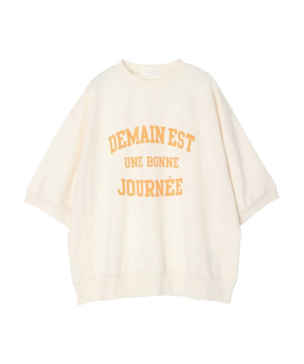 Green Parks ７分袖ロゴ裏毛プルオーバー Ecru