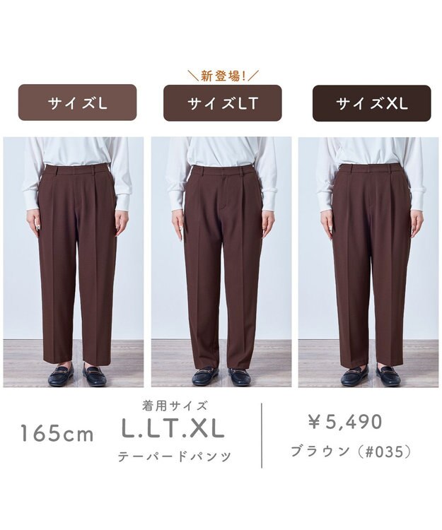 ANY L 【裏起毛/ウエストゴム】ウォームテーパードパンツ ブラウン