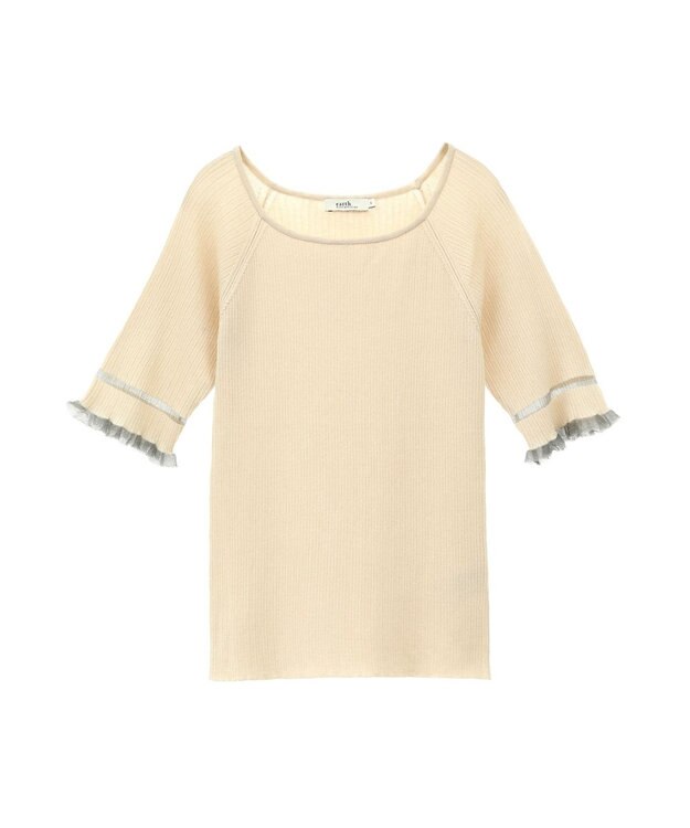 earth music&ecology ポイントシアーフリルニットプルオーバー Ivory