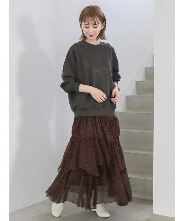 AMERICAN HOLIC 丈違いティアードフリルギャザースカート Brown