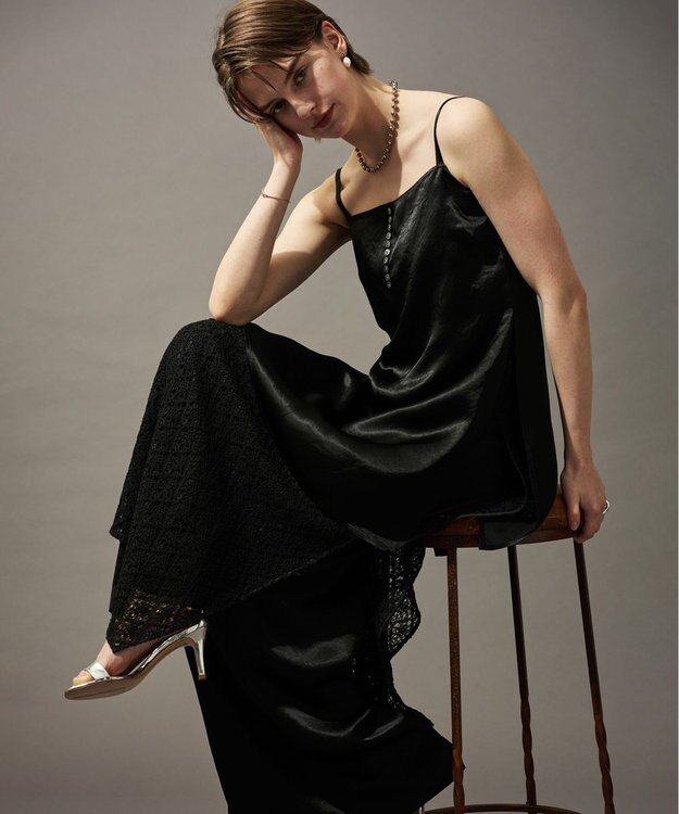 uncrave アセテートヴィンテージサテン キャミソールブラウス ブラック