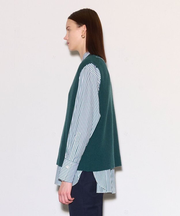 JOSEPH ポプリンシャツ×ニットベスト Dark Teal