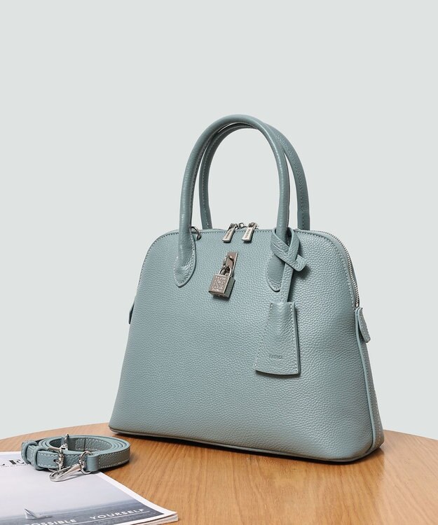 style code 【PADMA/パドマ】 キーチャーム付 本革ハンドバッグ サックス