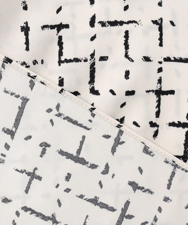 自由区 L 【セットアップ対応・洗える】スクラッチチェックプリント ブラウス ベージュ系5