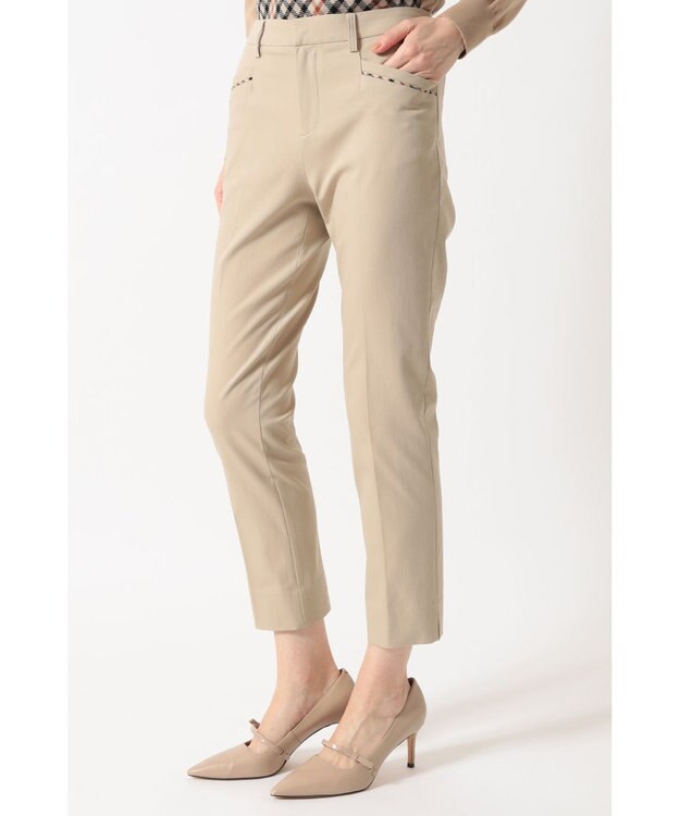 DAKS ハウスチェック テーパードパンツ ベージュ