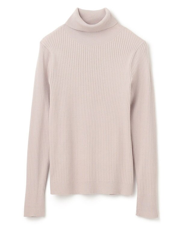 UNFILO 【吸湿発熱】リブ タートルネック ニット グレージュ