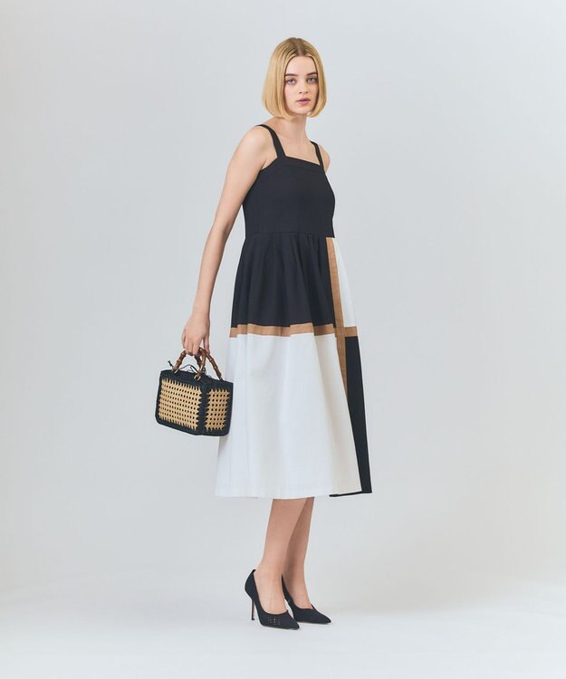 GRACE CONTINENTAL ライン配色キャミドレス ブラック